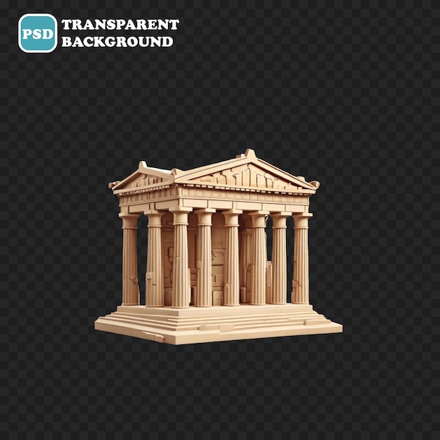 PSD Ícone de partheon isolado ilustração de renderização 3d