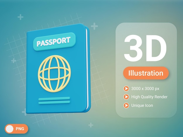 Ícone de passaporte 3d