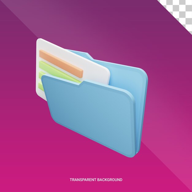 ícone de pasta azul de renderização 3D