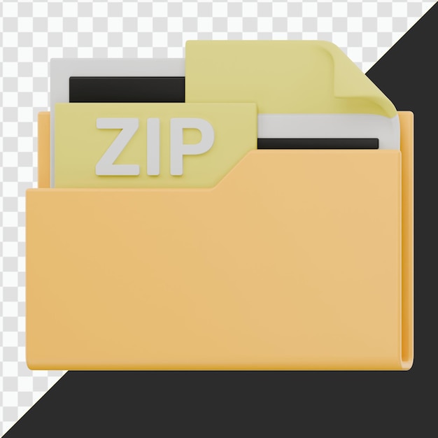 Ícone de pasta de arquivo ZIP 3D