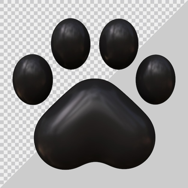 PSD Ícone de pata de cão ou gato com estilo 3d moderno