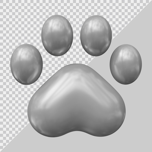 PSD Ícone de pata de cão ou gato com estilo 3d moderno