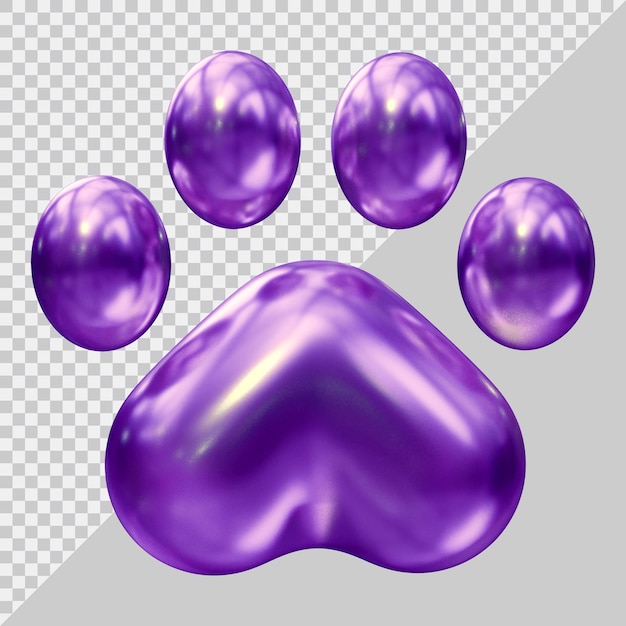 PSD Ícone de pata de cão ou gato com estilo 3d moderno