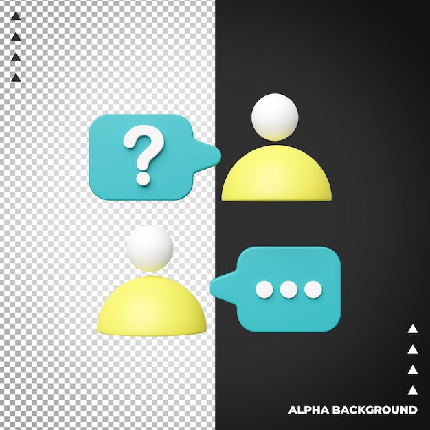 Ícone de pergunta 3d ilustração de renderização