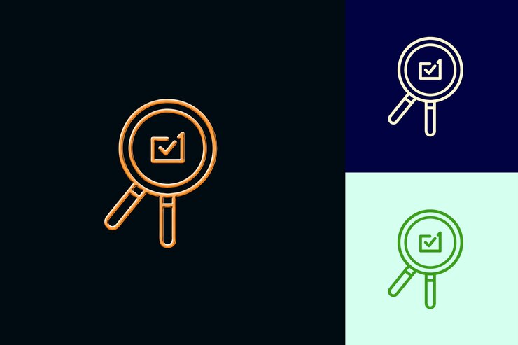 PSD ícone de pesquisa com um contorno de lupa e um pequeno design de ícone minimalista abstrato
