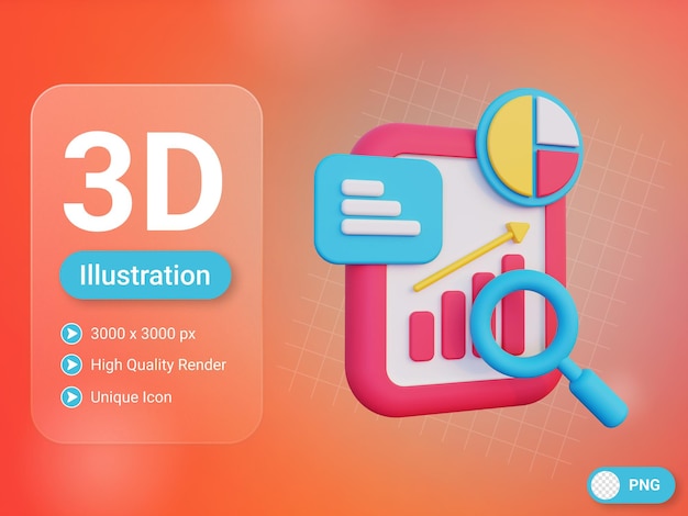 ícone de pesquisa de dados 3D