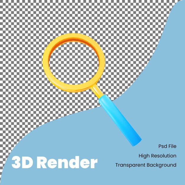 Ícone de pesquisa de renderização 3d para comércio eletrônico