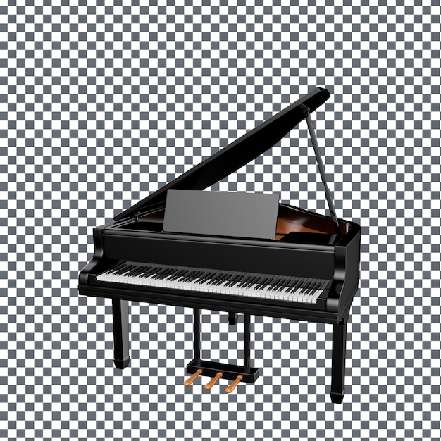 Ícone de piano PSD 3D em fundo isolado e transparente