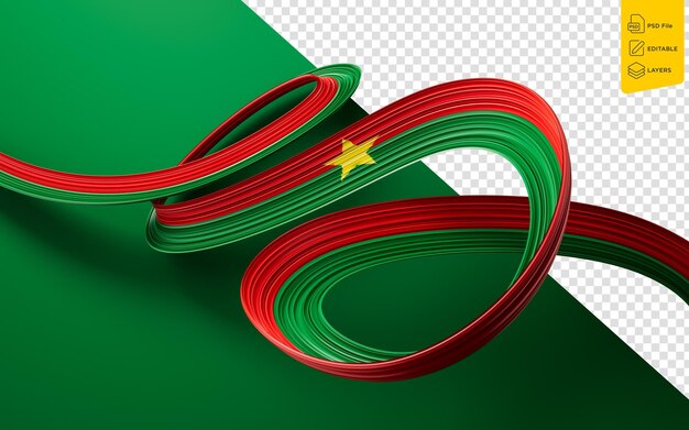 PSD Ícone de pin de burkina faso bandeira ondulada cores abstratas ilustração 3d