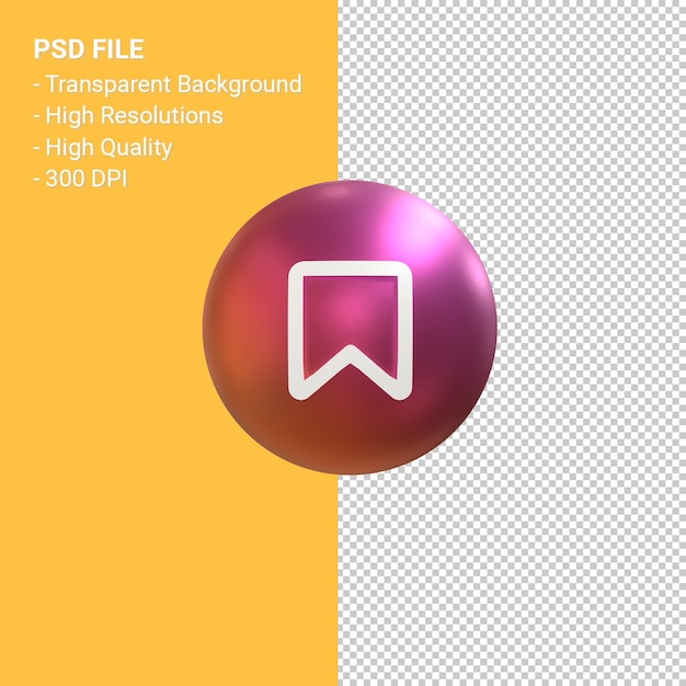 PSD Ícone de pino para renderização de símbolo de balão 3d do instagram isolada
