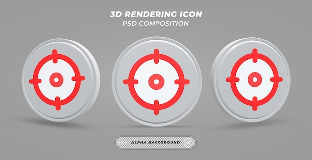 PSD Ícone de ponto alvo na renderização 3d