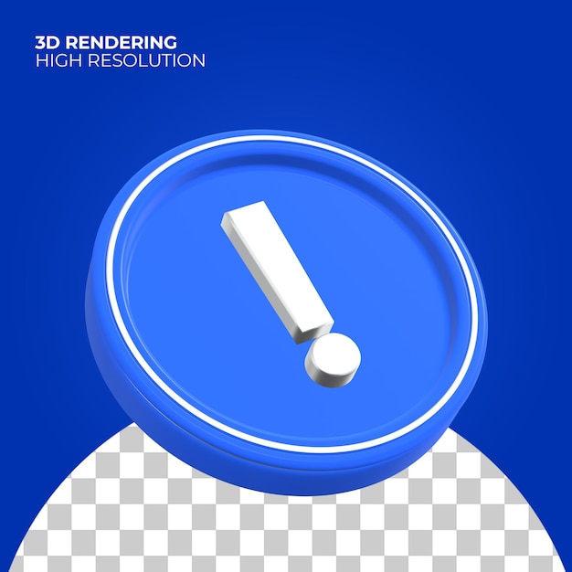 Ícone de ponto de exclamação 3d premium psd