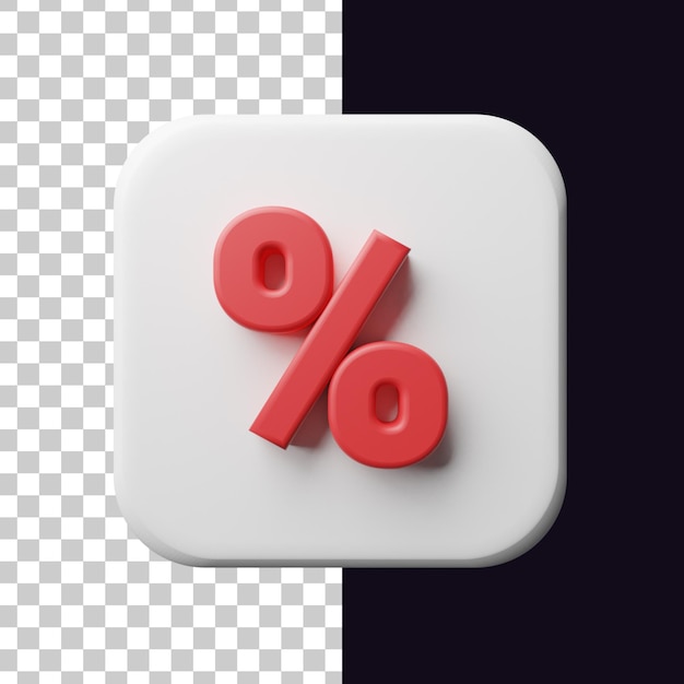 Ícone de porcentagem de símbolo 3d