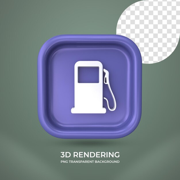 PSD Ícone de posto de gasolina 3d renderizando fundo transparente isolado