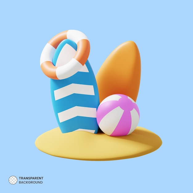 Ícone de prancha de surf isolado ilustração de renderização 3d