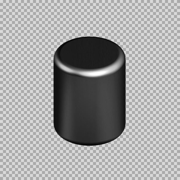 PSD ícone de prata dinâmico de cilindro 3d