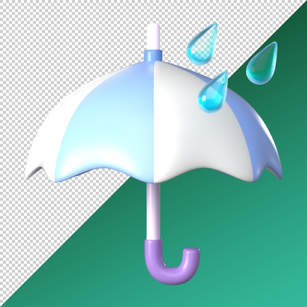 Ícone de previsão 3D guarda-chuva aberta com elemento bonito de chuva