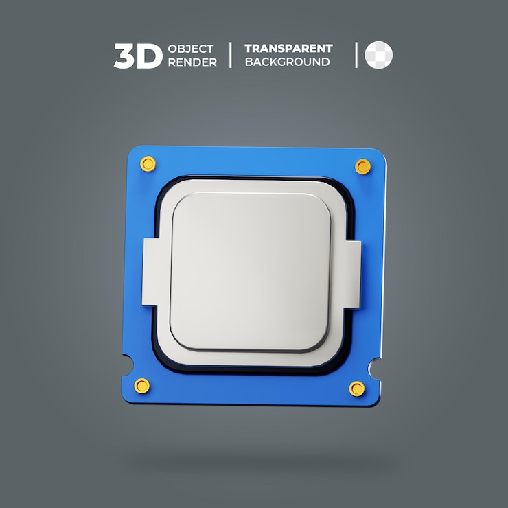 PSD ícone de processador cpu 3d