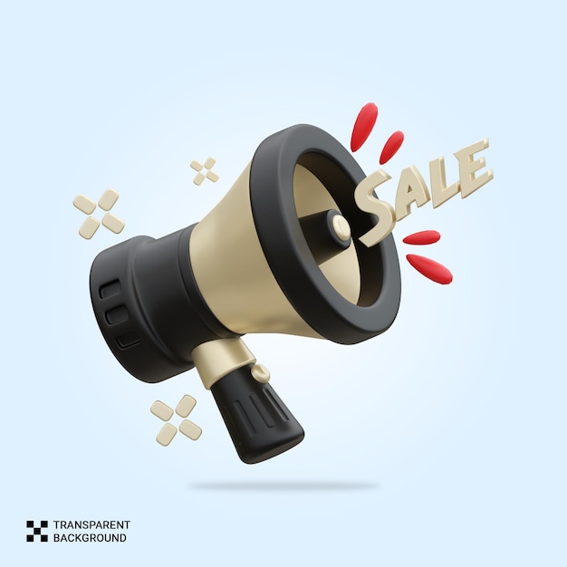 Ícone de promoção de venda de megafone PSD 3D