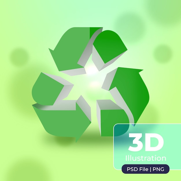 PSD Ícone de reciclagem de ilustração 3d