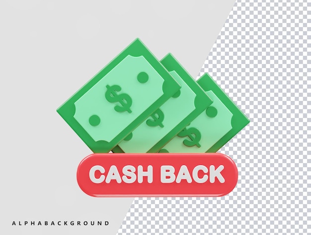 Ícone de reembolso de dinheiro elemento de ilustração de renderização 3D