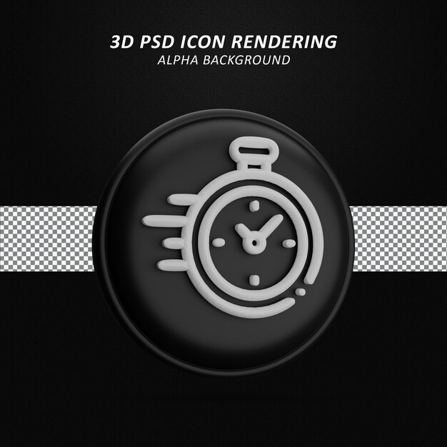 PSD Ícone de relógio em renderização 3d isolado