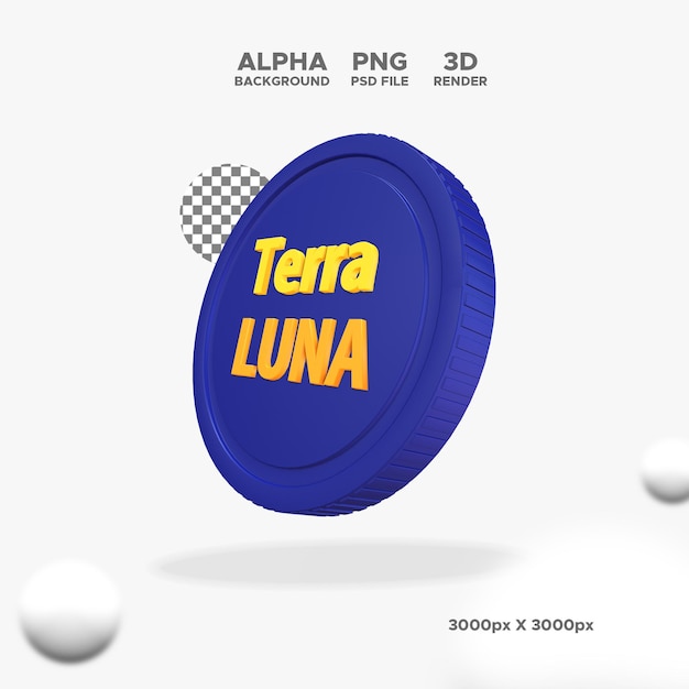 PSD Ícone de renderização 3d da moeda terra luna para objeto isolado de ilustração de design