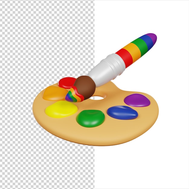 PSD Ícone de renderização 3d da paleta lgbt rainbow