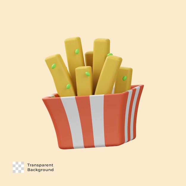 Ícone de renderização 3D de batatas fritas