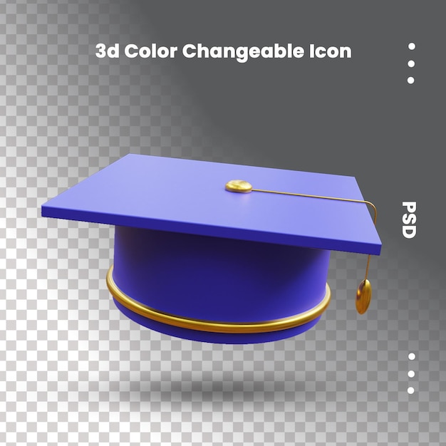 PSD Ícone de renderização 3d de chapéu de toga de formatura