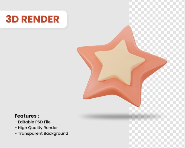 Ícone de renderização 3d de estrela isolada