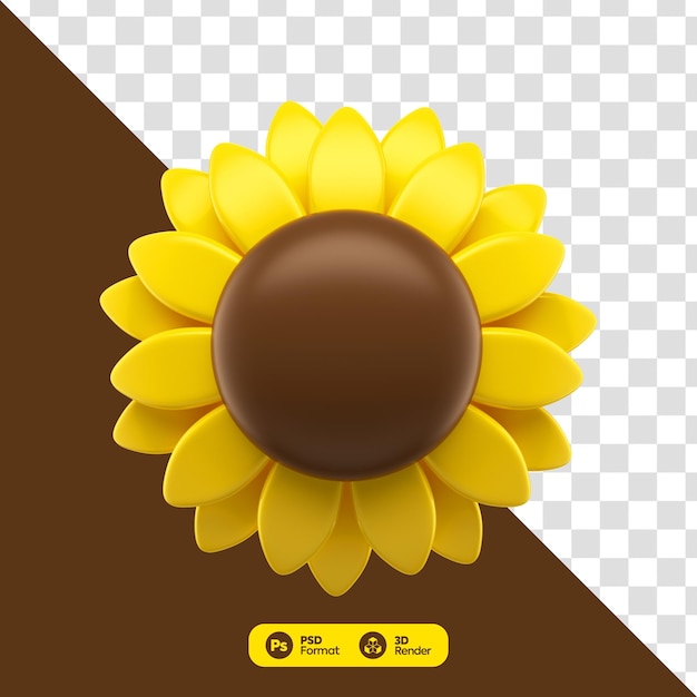 Ícone de renderização 3D de girassol amarelo
