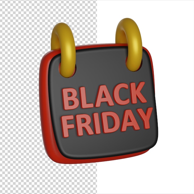 PSD Ícone de renderização 3d de grande venda do dia de calendário da black friday