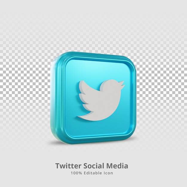 Ícone de renderização 3d de mídia social do twitter