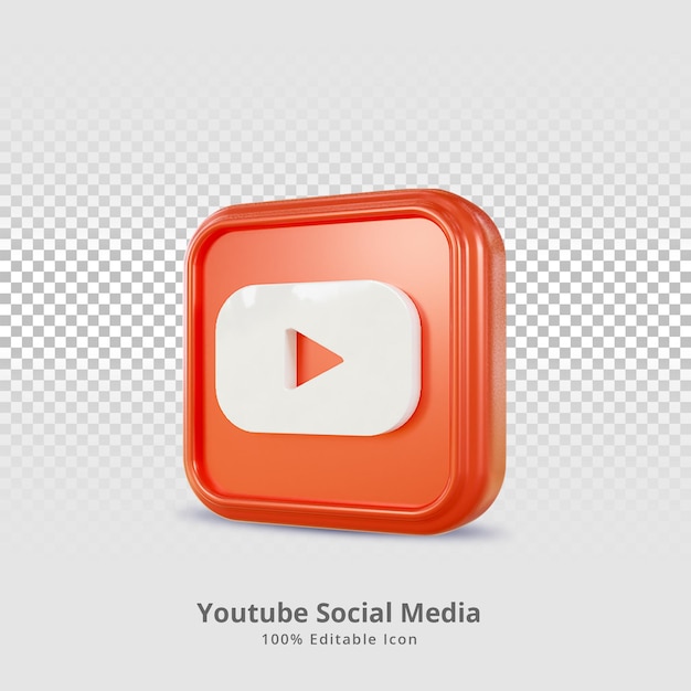 PSD Ícone de renderização 3d de mídia social do youtube