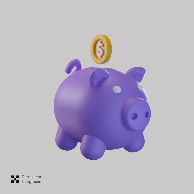 Ícone de renderização 3d do banco piggi