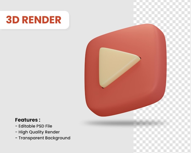 Ícone de renderização 3d do botão play isolado