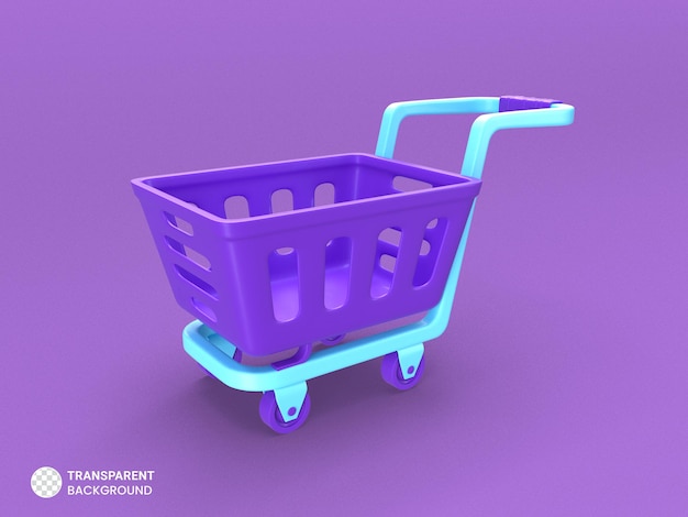 Ícone de renderização 3d do carrinho de compras isolado