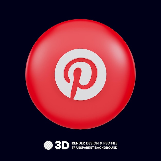 PSD Ícone de renderização 3d do pinterest