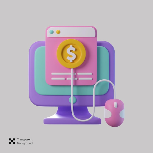 Ícone de renderização 3D do site de finanças
