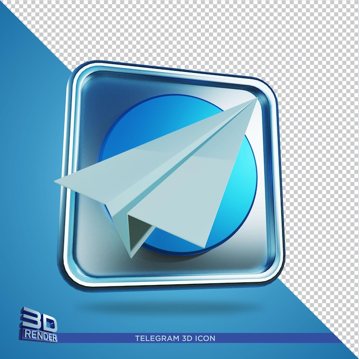 PSD ícone de renderização 3d do telegram isolado