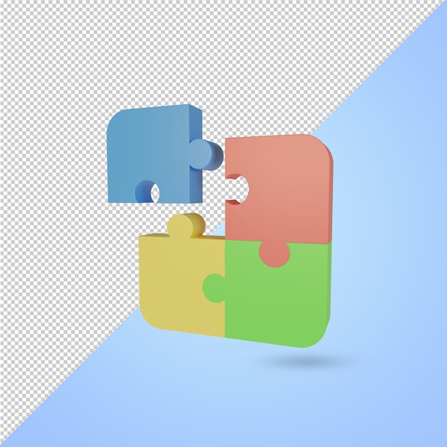 Ícone de renderização 3D Jigsaw puzzle Tiling puzzle Puzzles partes