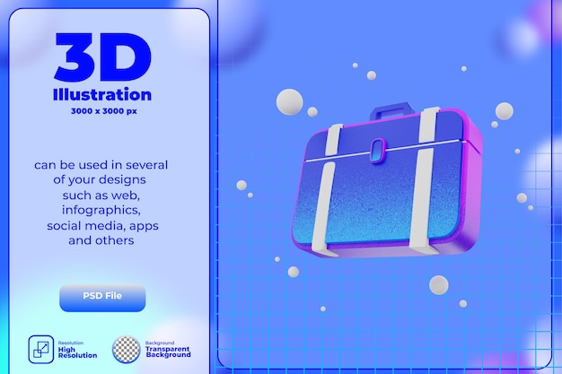 Ícone de renderização 3d maleta