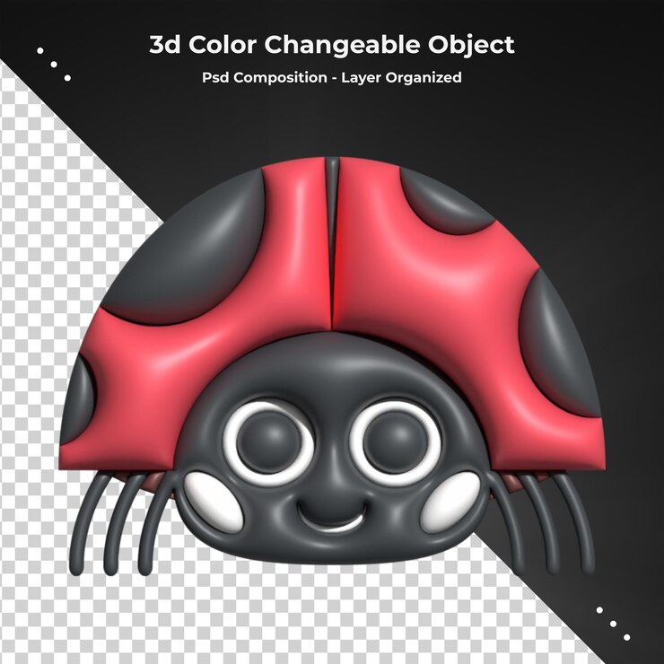PSD ícone de renderização 3d realista de insetos para composição psd