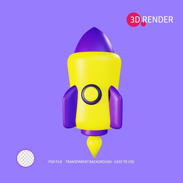 Ícone de renderização 3d rocket 24