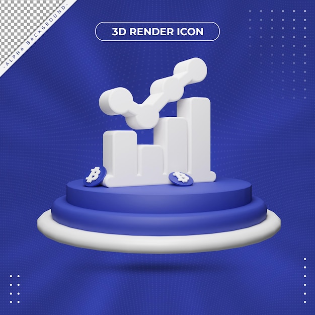 Ícone de renderização de estatísticas de crescimento 3d