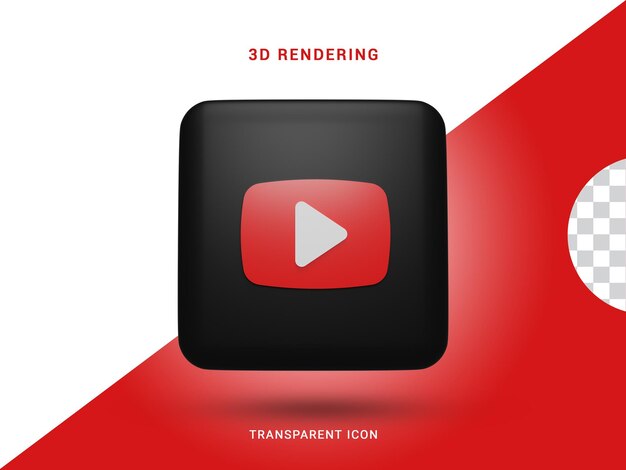 Ícone de renderização de mídia social 3d do youtube para composição