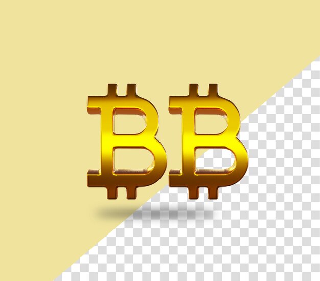 Ícone de renderização de moeda dourada de bitcoin criptomoeda