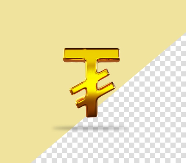 Ícone de renderização dourada de sinal de tugrik