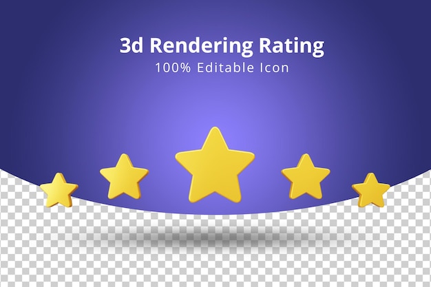 PSD Ícone de renderização em 3d de 5 estrelas